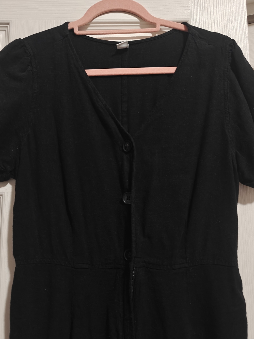 Old Navy Short-sleeved Button-down Jumpsuit - Black - Size Medium